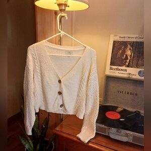 Lucky Brand Cream Button-Up Cardigan Size S